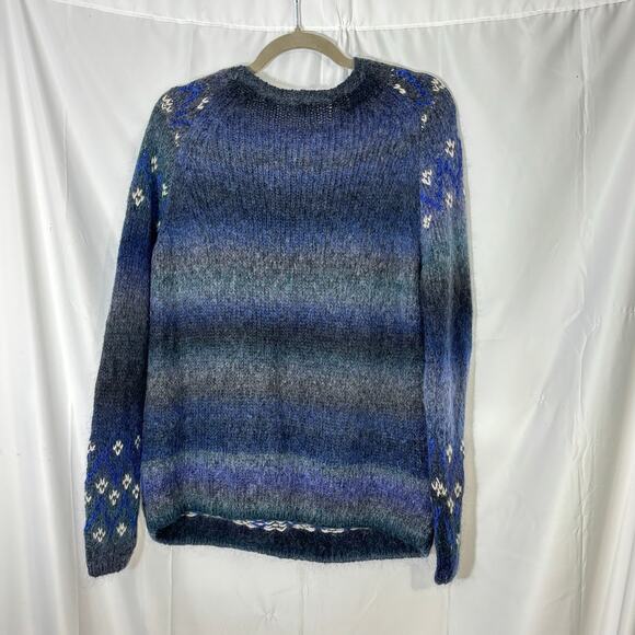 Barbour Fair Isle Wool Mohair Alpaca Blend Sweater Size 12 purplish blue - Picture 4 of 5